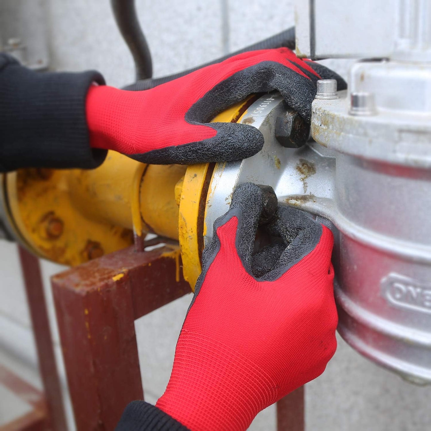 Evridwear Crinkle Latex Rubber Hand Coated Safety Work Gloves for Men Women General Multi Use Construction Warehouse Gardening Assembly Landscaping (XS-Size) 12 Pairs Pack