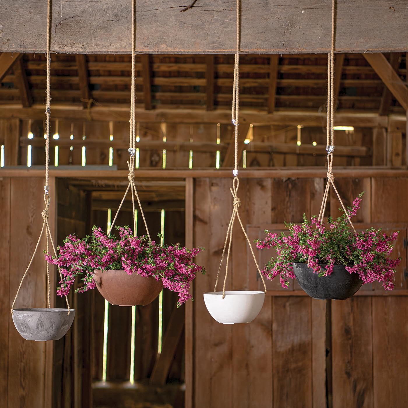 Root & Vessel Self Watering Hanging Planter for Indoor or Outdoor Plants, Unique Marbled Hanging Basket Made of Eco-Friendly Blend of Stone & Plastic, Black, 12"