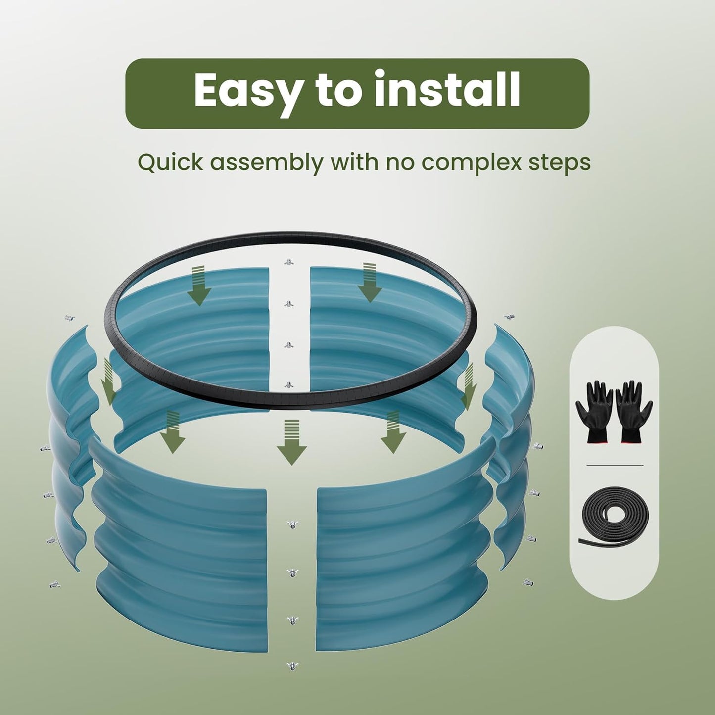 ZXZYHFTY Round Galvanized Raised Garden Bed kit,Blue Outdoor Garden Raised Planter Box, Round Large Metal Raised Garden Beds for Vegetable 2 * 2 * 1ft 2 Pcs