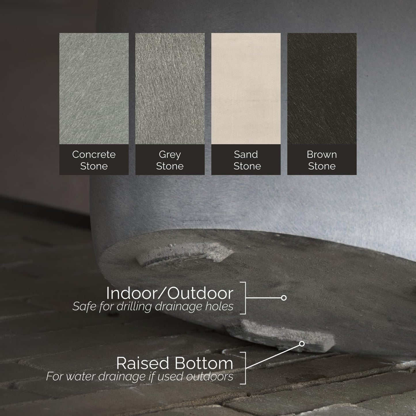 Reglito Cube Planter – Fiberglass Indoor/Outdoor and Weather-Resistant Large Planter (Grey Stone, 27.6" L x 27.6" W x 28.1" H)