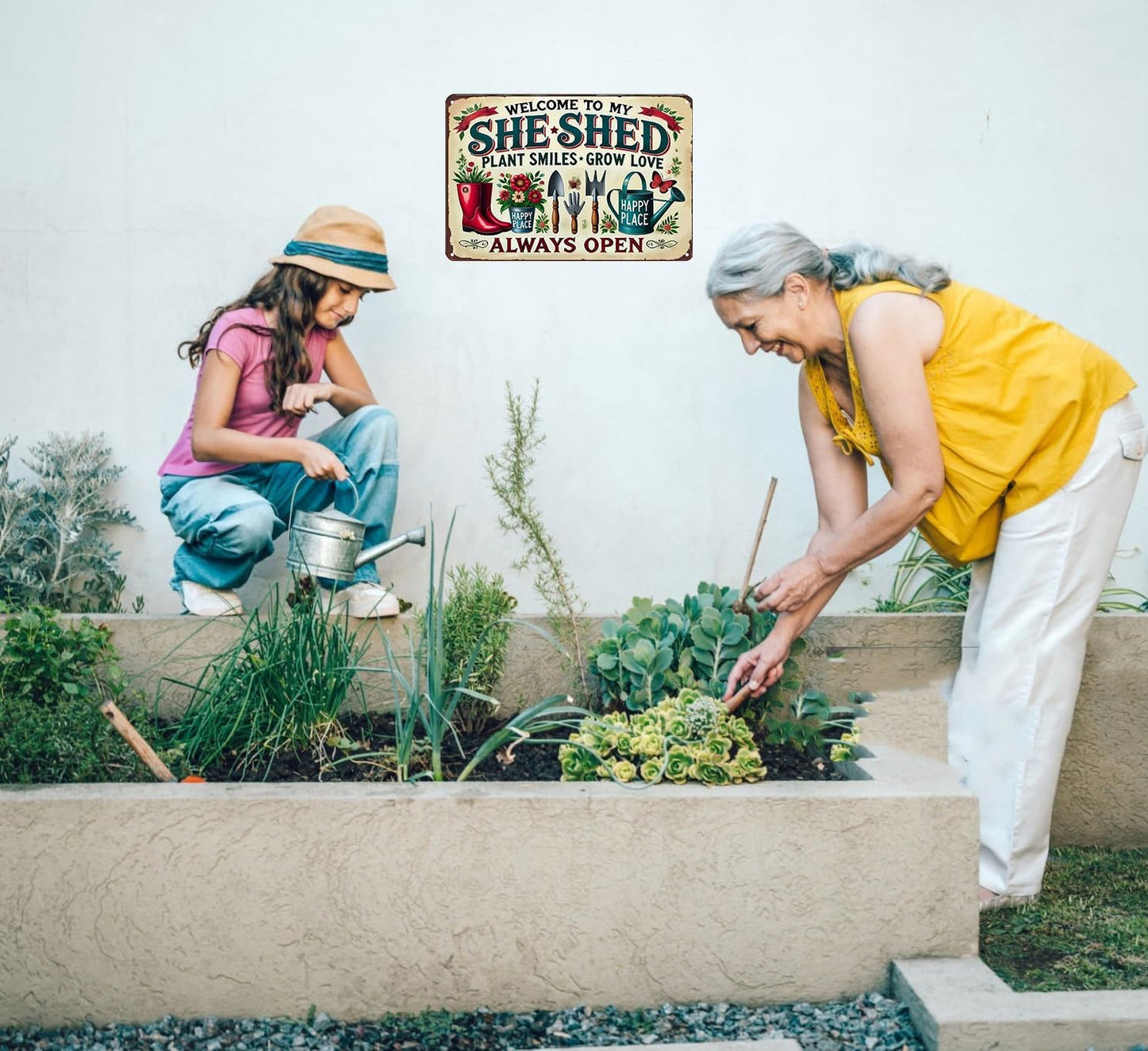 Bestylez Garden Gifts Welcome to My She ShedVintage Gardening Signs for Home Garden Greenhouse Living Room Bedroom Yard Outdoor Decor 8X12 Inch (3372)