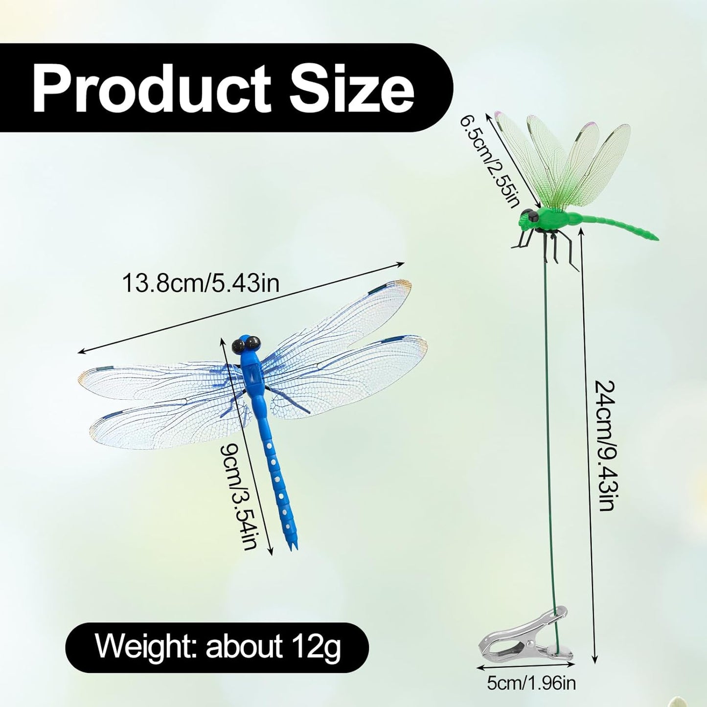 8PCS Outdoor Decoration Dragonfly Clip, 3D Realistic Fake Dragonflies for Garden, Hat, Patio, Stakes, and Home Decoration, Waterproof Clip on Dragonfly