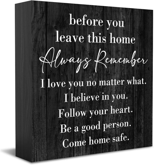 HTBIG Inspirational Home Farmhouse Desk Decor Wooden Box Sign Always Remember You are Braver Than You Think Rustic Black Wood Block Plaque Box Sign for Women Family Friends Shelf Table Decor