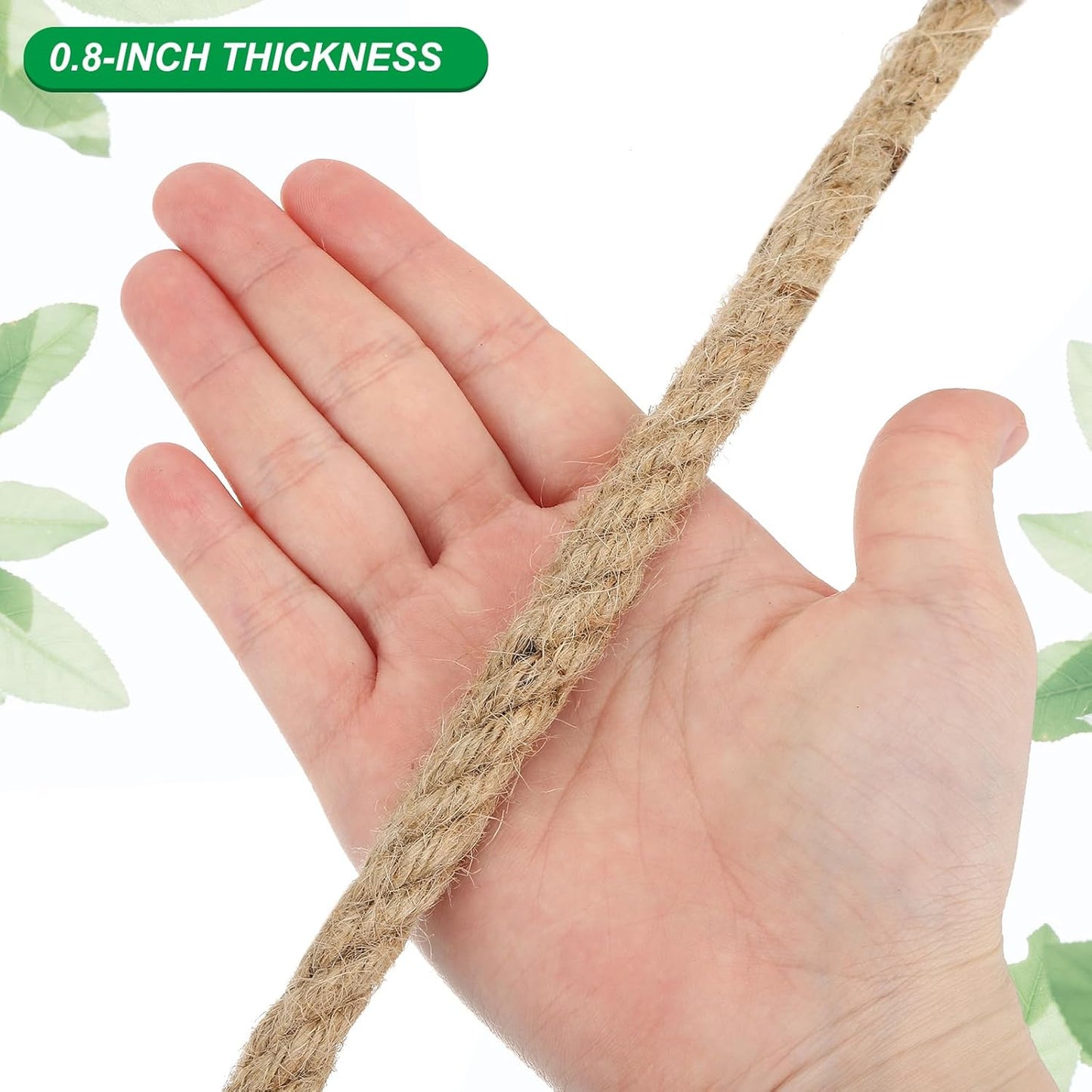 PATIKIL 3/4" x 100 Ft Twisted Manila Rope Jute Rope Natural Thick Jute Rope Twine Burlap Rope for Docks Railings Bundling Craft Tug of War Decorating