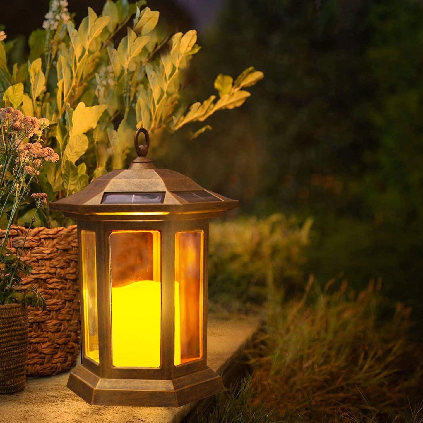 Solar Lantern Outdoor, Outdoor Hanging Candle Lanterns LED Lights - PVC Waterproof Solar Lights Decorative Lantern Lights for Table,Outdoor,Party…