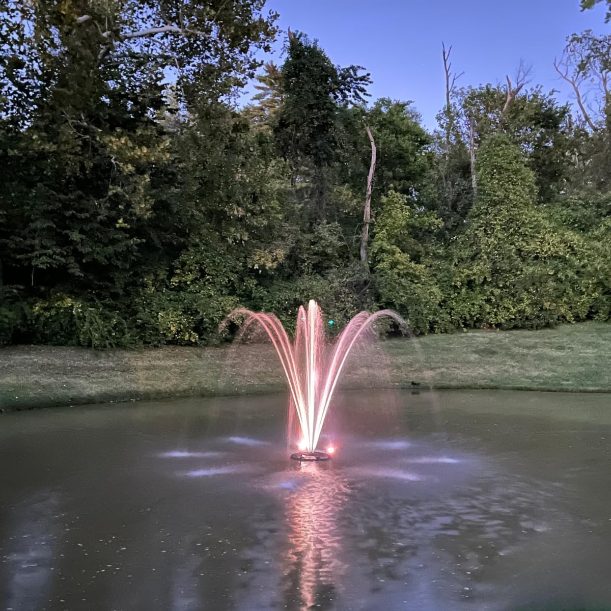 HALF OFF PONDS Floating Fountain – 1.5 HP Pond Aerator with 100' Cord – 12,500 GPH Water Pump –11 Spray Patterns - Energy-Efficient - White LED Lights - for Large Ponds, Lakes & Water Gardens
