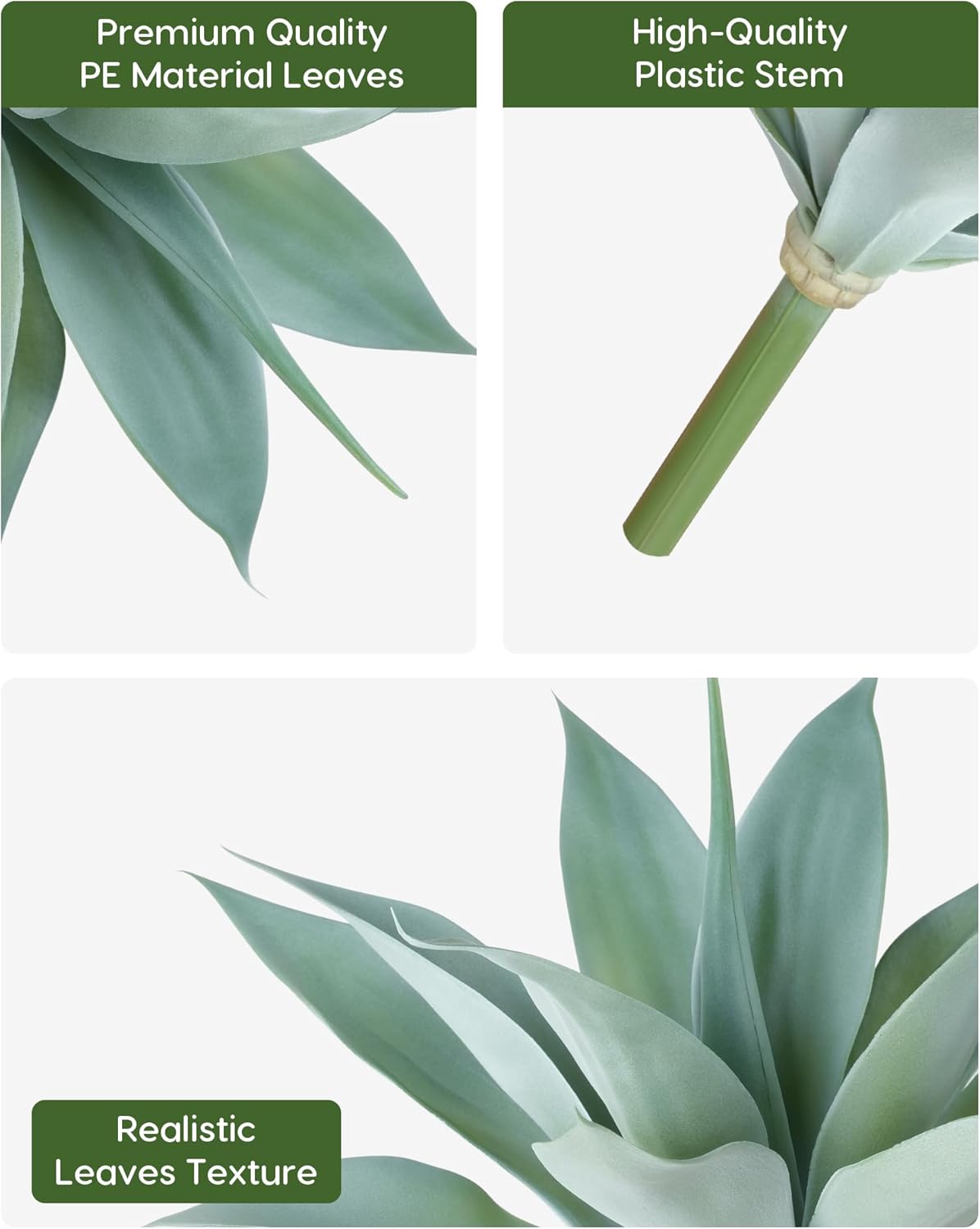 Velener Artificial Outdoor Blue Agave Plant - Small Size UV Resistant Fake Agave Plants for Indoor and Outdoor Decor(14 Inch)-2 Pack