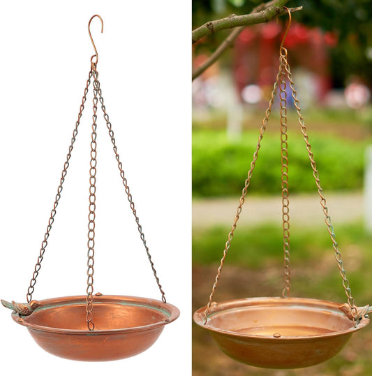 Metal Hanging Bird Baths for Outdoors,Outdoor Bird Feeder,Backyard, Patio Garden Yard Decoration (Champagne)