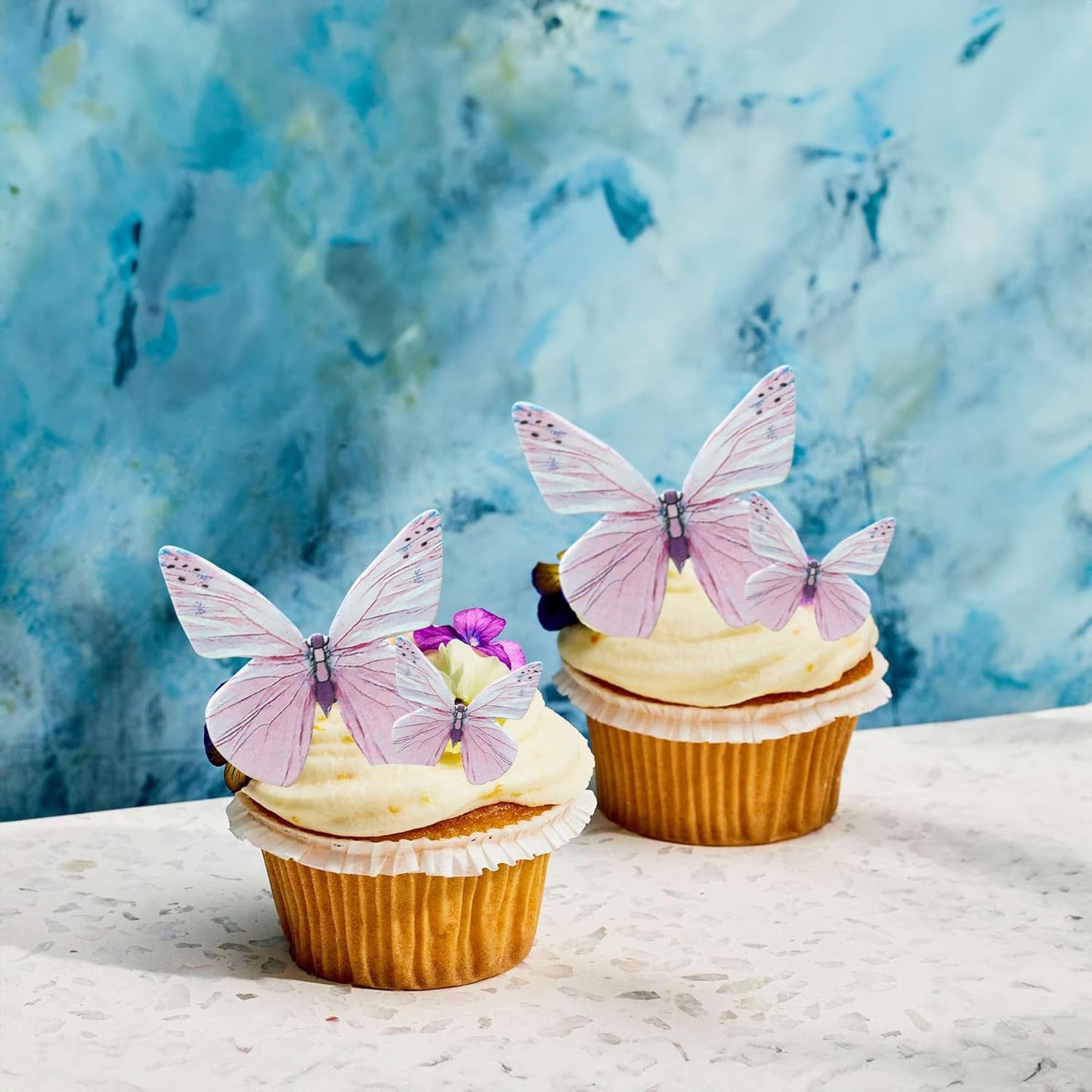 Ephlyn 72Pcs Edible 3D Butterfly Cupcake Toppers Cute Butterfly Picks Realistic 3D Butterfly Cupcake Decorations for Butterfly Theme Baby Shower Bridal Shower Birthday Decorations Purple