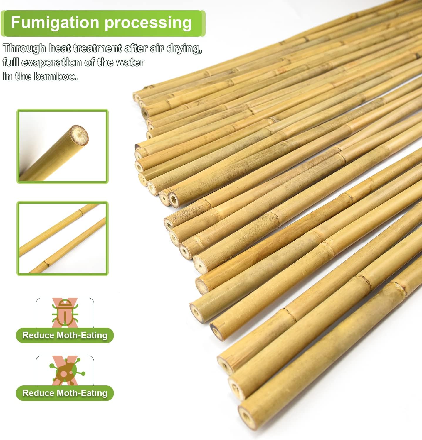 10pcs 1" D Thicker Heavy Duty Bamboo Stakes, 8FT Plant Stakes, Natural Garden Stakes for Tomato, Bean, Flowers,Trees Potted and Climbing Plant Support