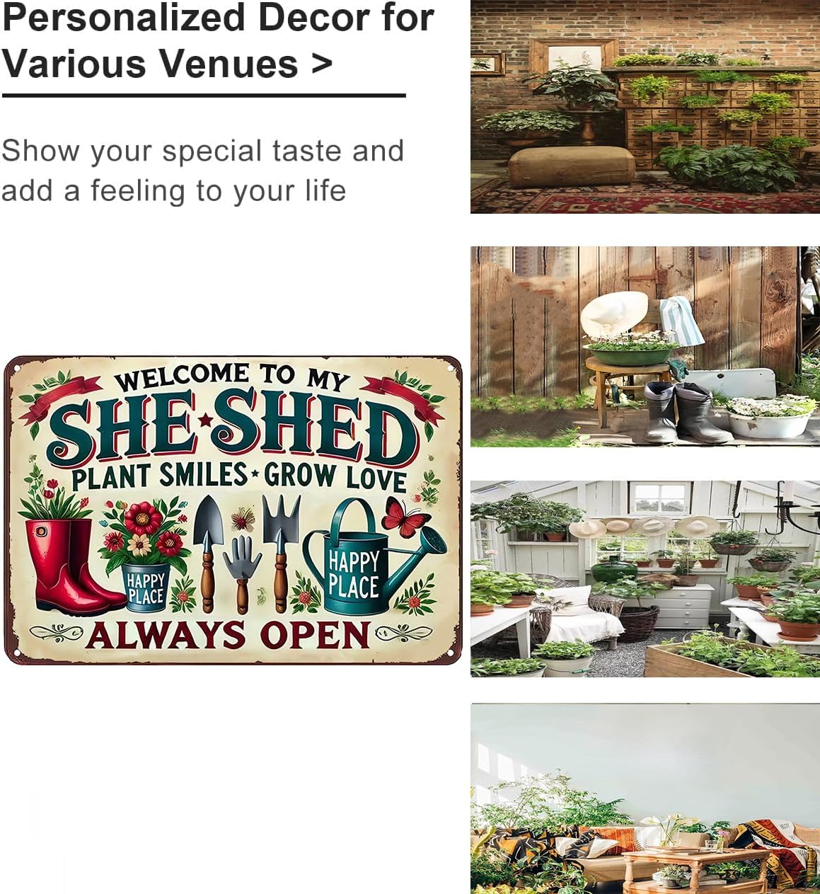 Bestylez Garden Gifts Welcome to My She ShedVintage Gardening Signs for Home Garden Greenhouse Living Room Bedroom Yard Outdoor Decor 8X12 Inch (3372)