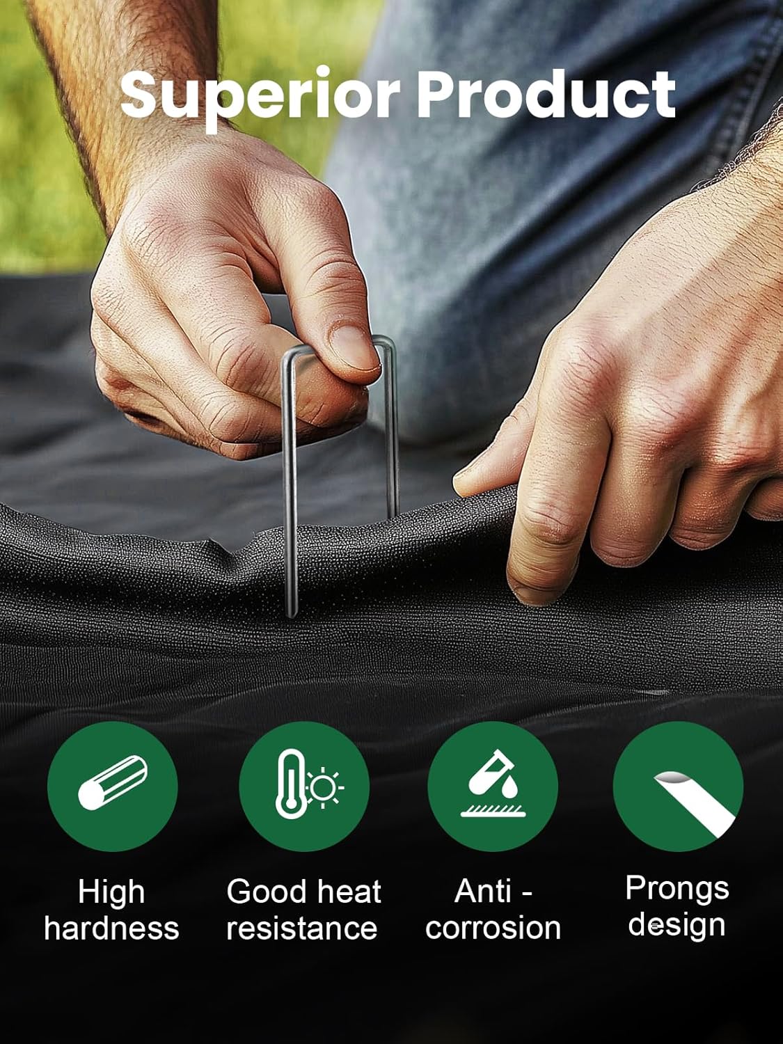 GROWNEER 4 Inch 100 Pack Landscape Staples Heavy Duty 11 Gauge Galvanized Steel Garden Stakes Staples Securing Pegs for Securing Weed Fabric Landscape Fabric Netting Ground Sheets and Fleece