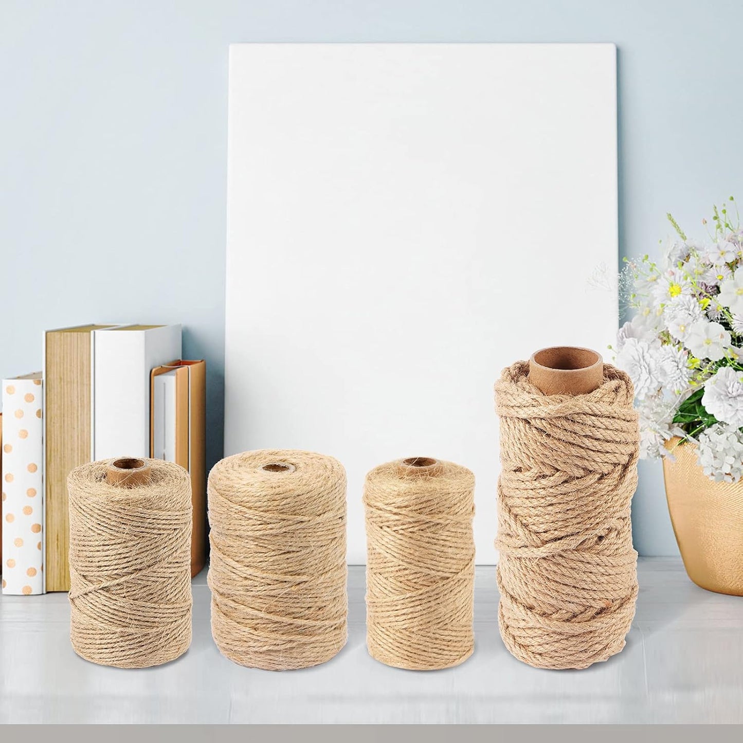 Natural Jute Twine Rope (1.5mm/2mm/3mm/6mm) Durable String for Handmde Crafts,Gardening Applications,Home Gardening,Cat Scratching Post,Gift Packaging... (3mm*328ft)