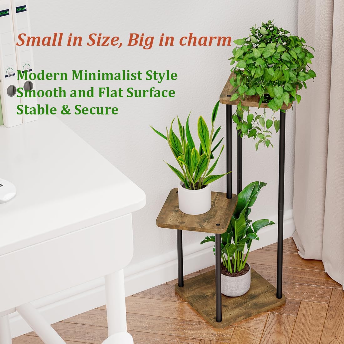 AZERPIAN 3 Tier Plant Stand Indoor Metal Plant Shelf for Multiple Plants Corner Flower Holders for Living Room Balcony Bedroom Patio Garden, Black (Black, 3 tier)