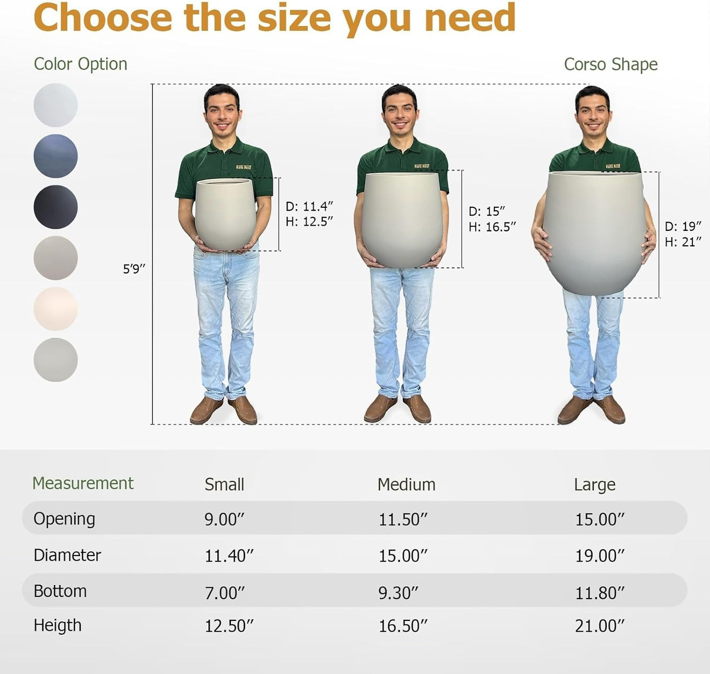 16.5" H x 15" D Corso Fiberstone Round Tapered Planter with Drainage Hole, Smooth Finishes, Weather Resistant for Indoor & Outdoor Use, Included 2 Extra Coco Mats (Taupe, 11.5" Pot Opening)