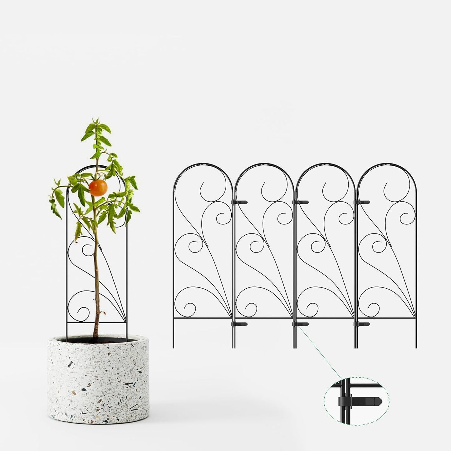 Zhongma 4 Pack 24" Metal Plant Trellis for Potted Plants Climbing,Indoor and Outdoor Fence Plant Support Trellis for Flower and Vagetable