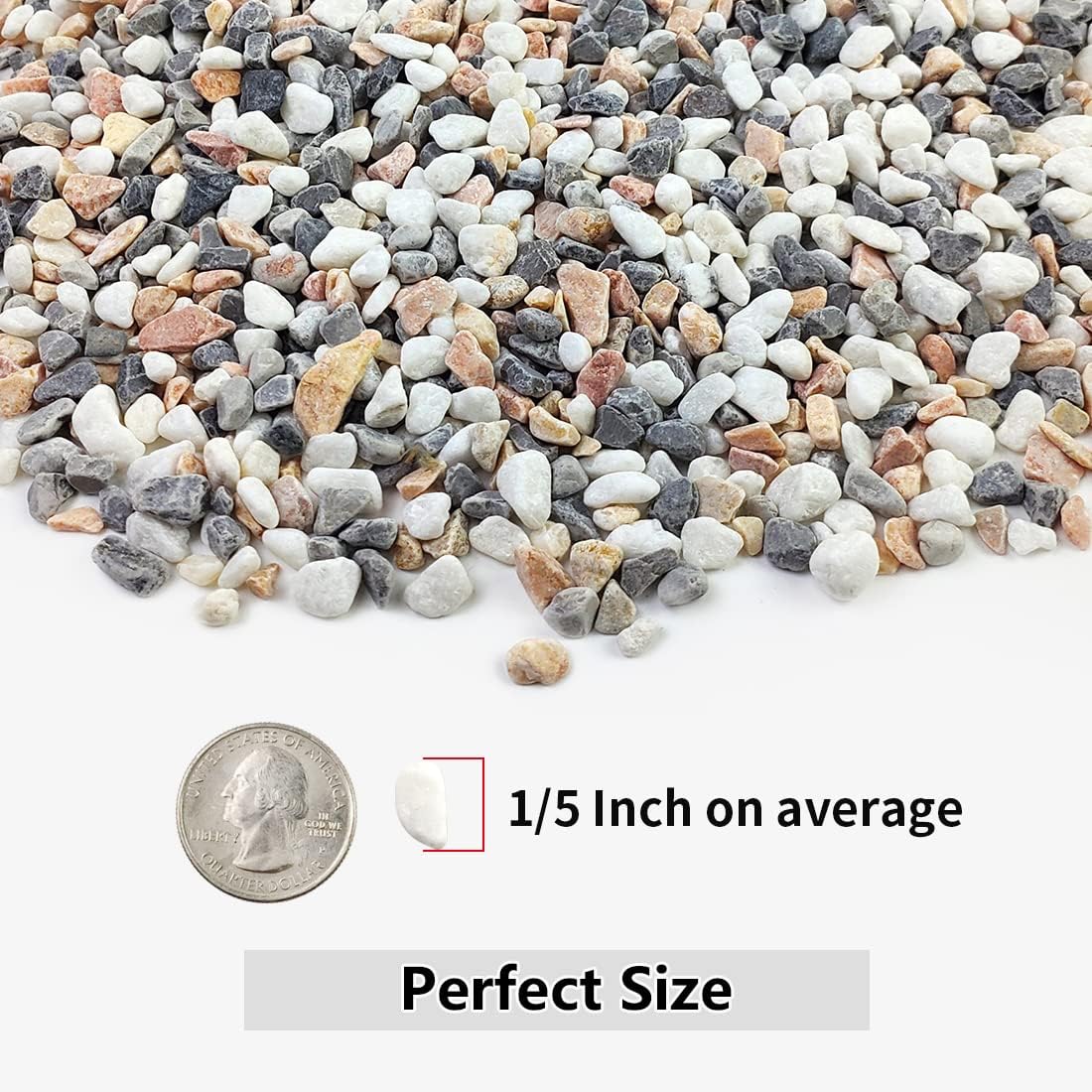 5LBS Succulent and Cactus Gravel Pebbles, 1/5 Inch Natural Decorative Polished Stones, River Rocks for Vases, Aquariums, Terrarium and Outdoor Gardening, Mixed Color