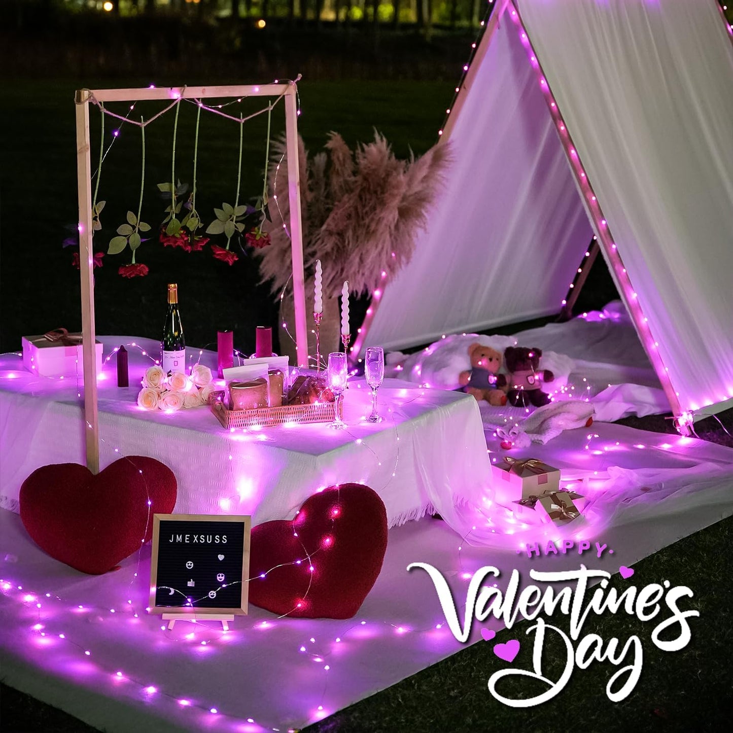 JMEXSUSS 4 Pack Pink Solar Lights, Each 33ft 100 LED Solar String Lights Outdoor Waterproof, 8 Modes Copper Wire Pink Fairy Light for Yard Patio Garden Party Wedding Decorations