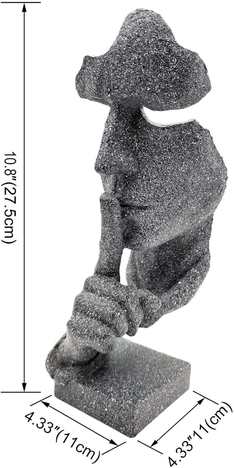Thinker Statue Keep-Silence Office Décor - Silence is Gold Abstract Sculpture Keep Silent Men Figurine Creative Face Sculpture(Stone)