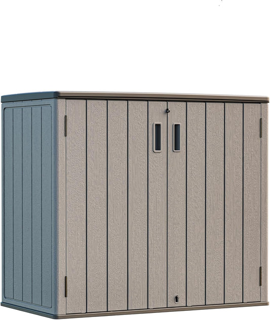 HOMSPARK 37 Cu.Ft Outdoor Storage Shed Weather Resistant, Multi Functional | Double-Wall Resin Storage Sheds & Outdoor Storage Box Waterproof for Backyard Garden Patio Lawn (Shallow Coffee)