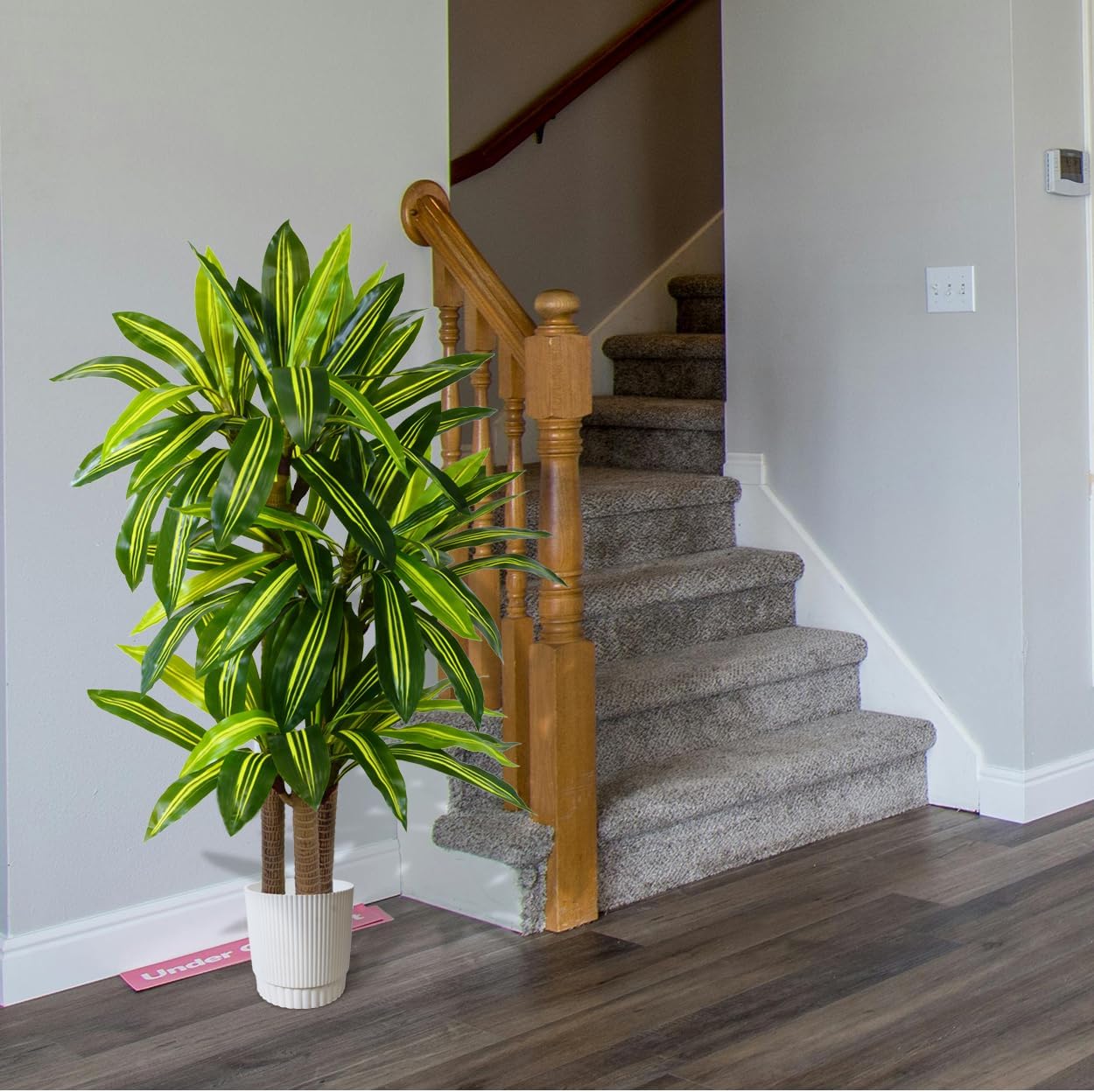 Artificial Dracaena Tree 5ft, Fake Yucca Plant with White Planter and Lifelike Leaves, Faux Dracaena Tall Floor Trees for Home Office Garden Décor