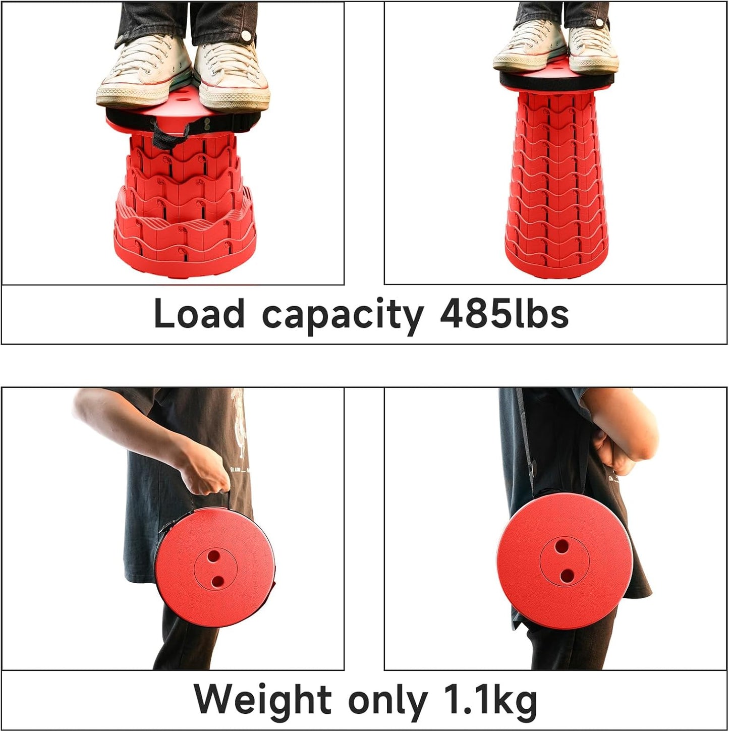 Portable & Lightweight Foldable Camping Chair for Adults, Heavy Duty Folding Stool with Adjustable Shoulder Strap, Perfect for Picnic, Beach, Backyard, and Sporting Events, Max Weight 400lbs