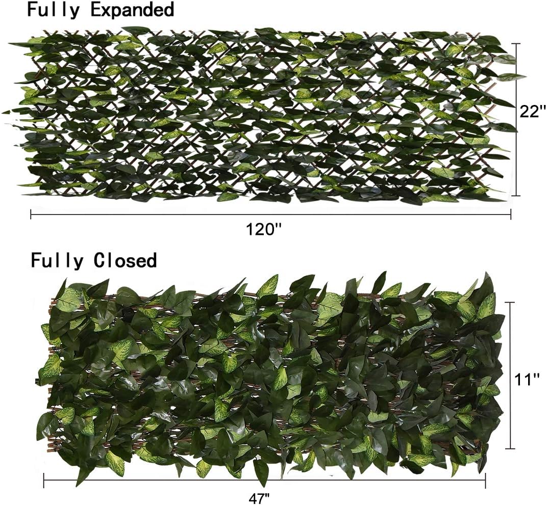 Expandable Faux Ivy Fence,Artificial Privacy Screen Decor for Outdoor Wall, Balcony and Patio, Single Sided Leaves (Green,1)