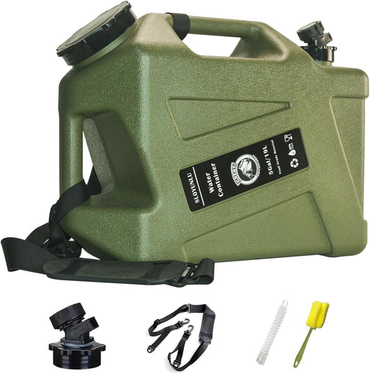 5 Gallon Water Jug with Spigot, BPA Free Leak-Proof Camping Water Container, Portable Emergency Water Storage for Outdoor Hiking, Camping, Home Use, Camping Essentials