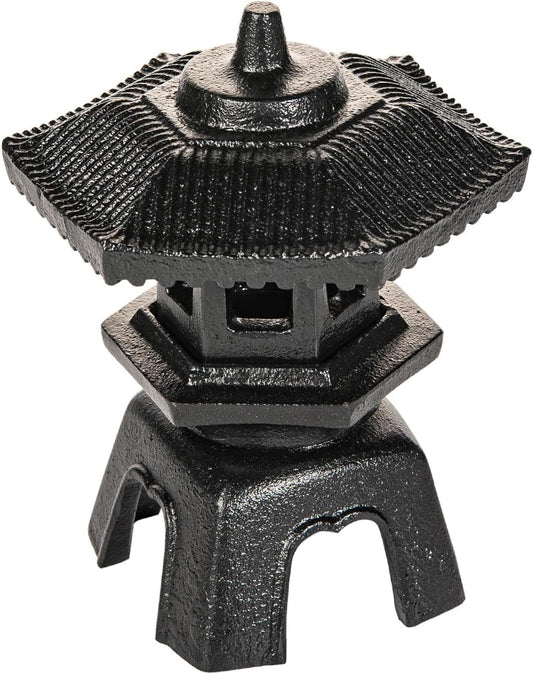 Sungmor Cast Iron Candle Lantern - Japanese Pagoda, Vintage Indoor/Outdoor Zen Garden Decorative Lantern, Heavy Duty Tealight Candle Holder Stand, Rustic Home Decor Patio Yard Art Ornament
