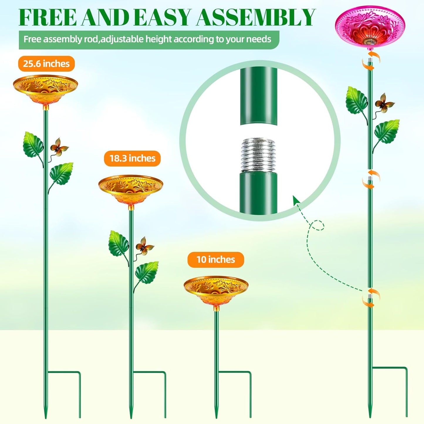 5 Pack Bee Watering Station, Bee Bath for Garden Metal Bee Butterfly Feeder, Colorful Flower Shape Bee Watering Cup Bowl Bee Waterer for Outdoor Outside Yard Decor Pollinator Watering