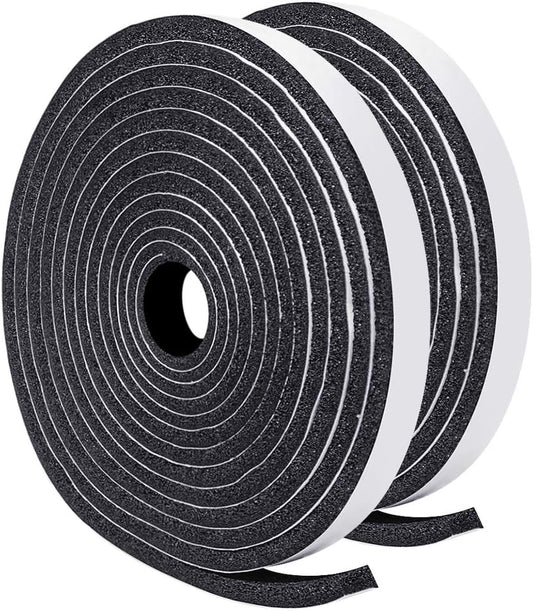 TORRAMI Low Density Foam Weather Stripping 1/2 inch W X 1/4 inch T for Doors and Windows, Self Adhesive Seal Tape Insulation Strips Total 13 feet (2 Rolls of 6.5 Ft Each)