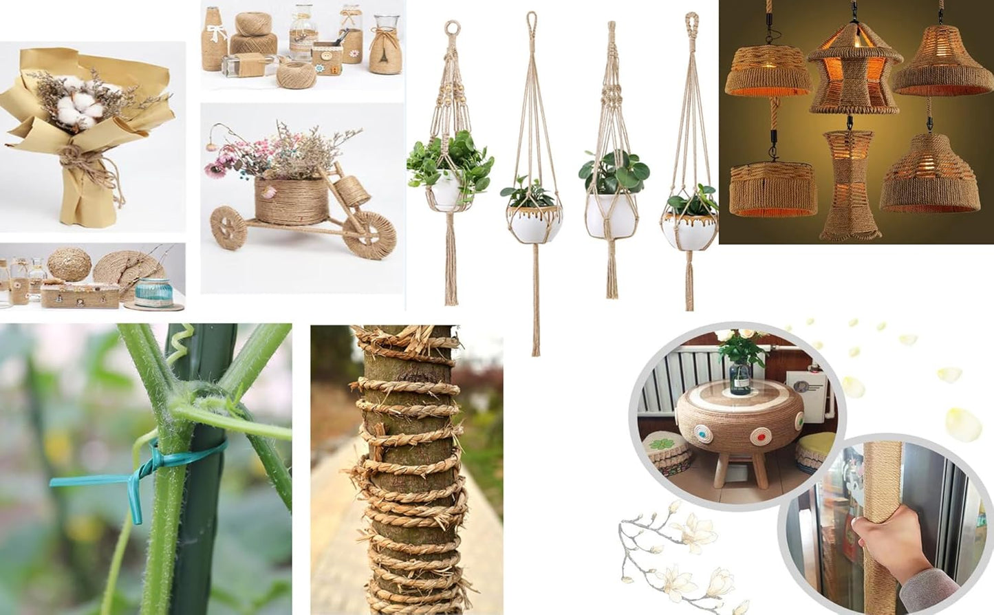 1/5 inch (5mm) x 328 ft (100Meter) Natural Sisal Hemp Rope Heavy Duty Thick Twine for Cat Scratcher Post Tree, Garden, Binding, Crafts Packing Material