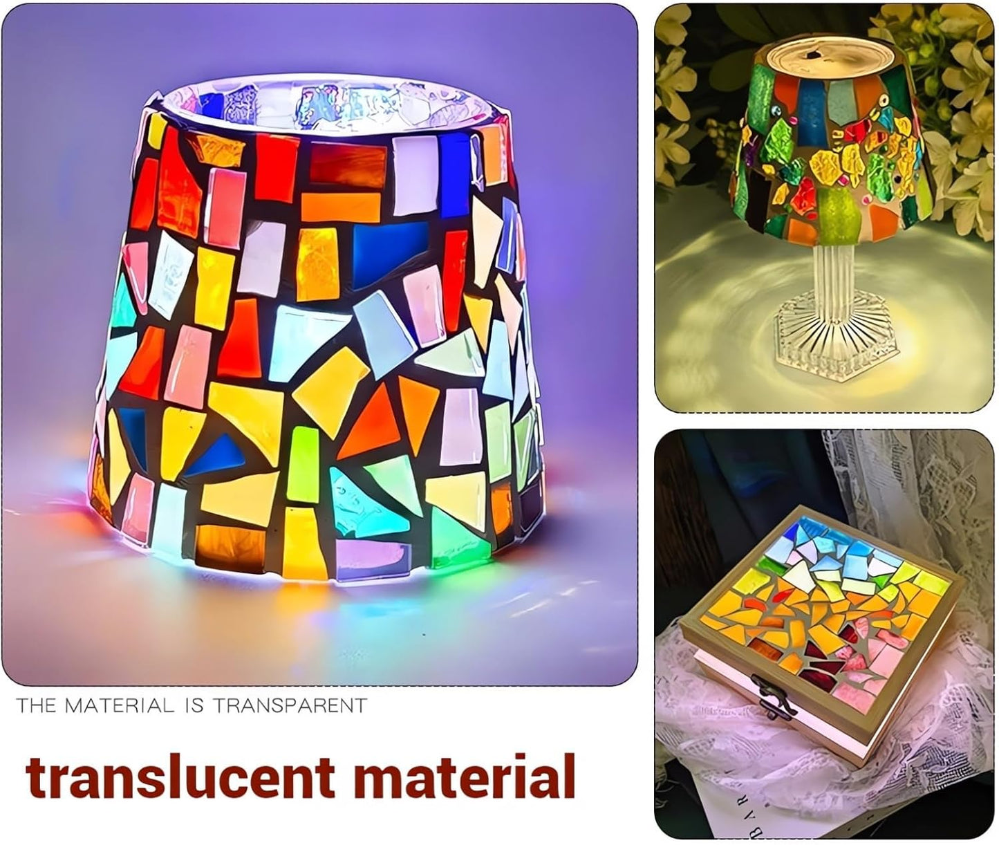 White Mixed Irregular Mosaic Glass Mosaic Tiles Pieces, 300 Grams Mosaic DIY Set Adult Mosaic Set, Mosaic Crafts Mosaic Making Supplies