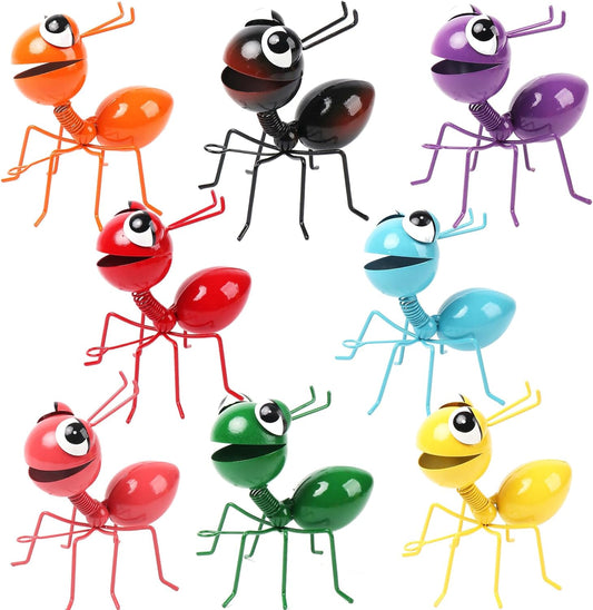 Metal Yard Art Garden Decor for Outside Cute Ants Yard Decorations Outdoor Lawn Ornaments Backyard Gifts for Mom - Set of 8