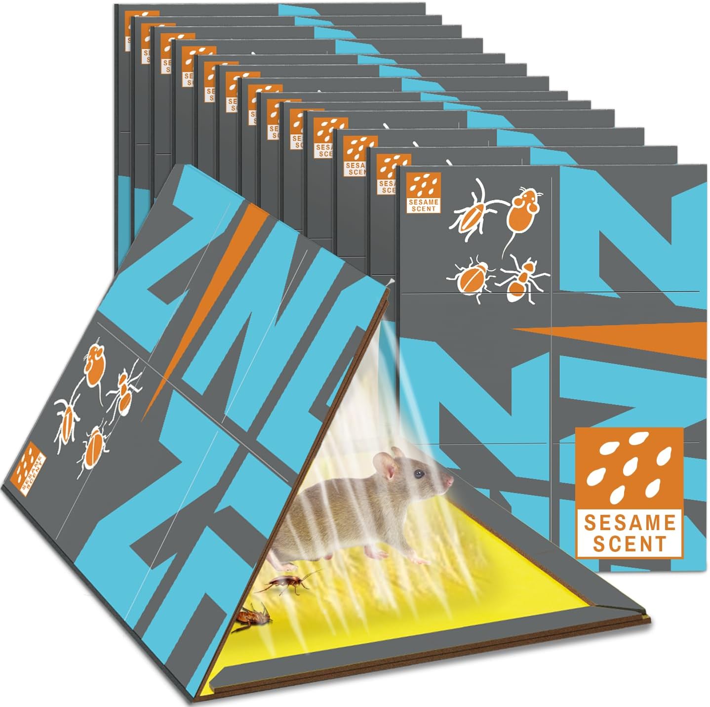 Mouse Trap Glue Board 13-Pack,3X Faster Catch with Built-in Sesame Scent, Sticky Trap for Crawling Pests, Rats & Mice Extra Heavy & Sticky, Biodegradable, Indoors Home & Commercial