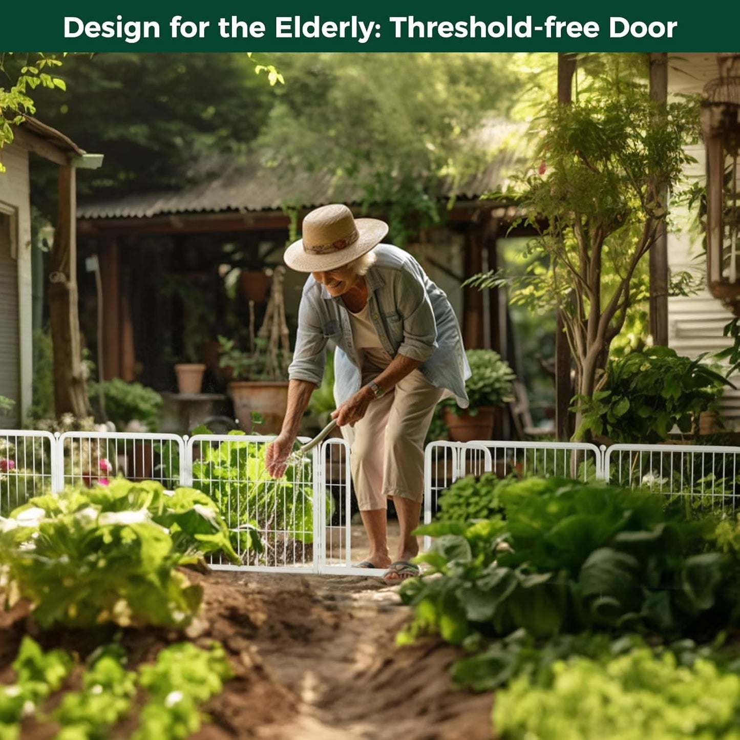 FXW Garden Fence Outdoor for The Yard – 40in(H) x 72.9ft(L) Heavy Duty Metal Animal Barrier for Dog and Rabbit, Decorative Dog Fence, 32 Panels, White