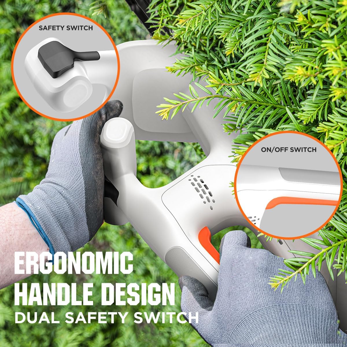 Litheli 20V Cordless Hedge Trimmer 16" (5/8" Cut), Handheld Shrub/Bush Trimmer, Lightweight for Thick Branches & Yard Work,Work with Litheli 20V System (2.5Ah Battery Incl.)