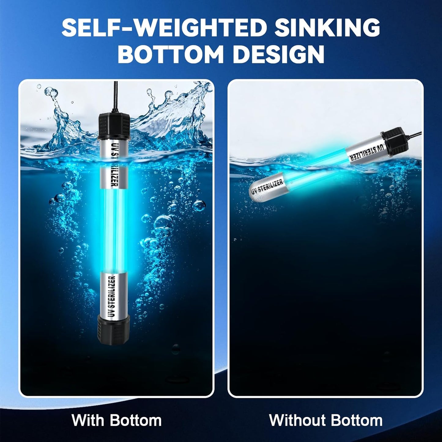 60W Pond UV Light, Waterproof Aquarium UV Light for 500-5000 Gallon, UV Pond Water Purifier for Koi Pond Algae Control in Koi Ponds, Cold Pools, Aquariums, Swimming Pools, Spas and Fish Tanks