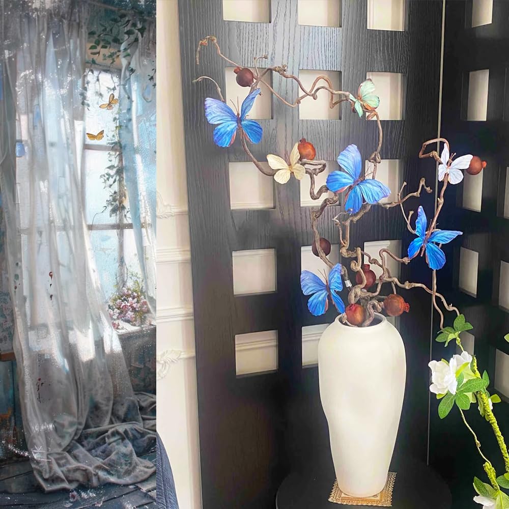 Artificial Butterfly, 3D Artificial Butterfly Clips,Silk Floral Butterflies, Suitable for Home Decoration, Flower Arrangement and Foil The Festive Atmosphere (8 Pcs)