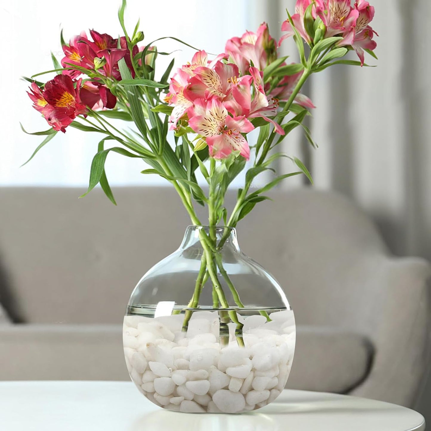 White Pebbles for Indoor Plants, 3/8 Inch Decorative White Stones. Polished River Rocks for Potted Plants Vase Cactus Bird Bath and Outdoor Garden Landscaping