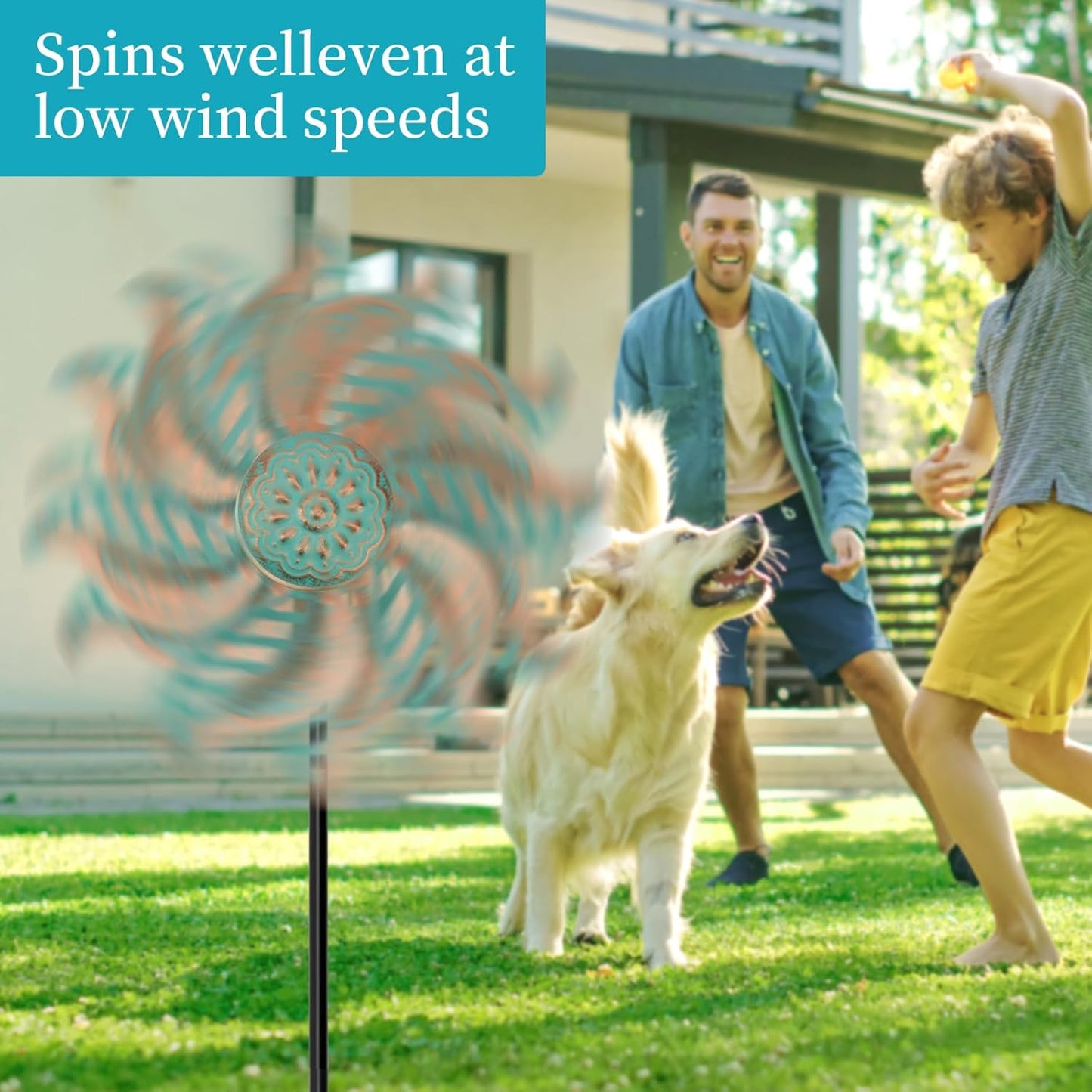 2 Pack Wind Spinner Outdoor Metal Vintage Green,Garden Pinwheels Waterproof Wind Sculptures, Small Windmills for Yard Lawn Outdoor Patio Lawn Garden Decor