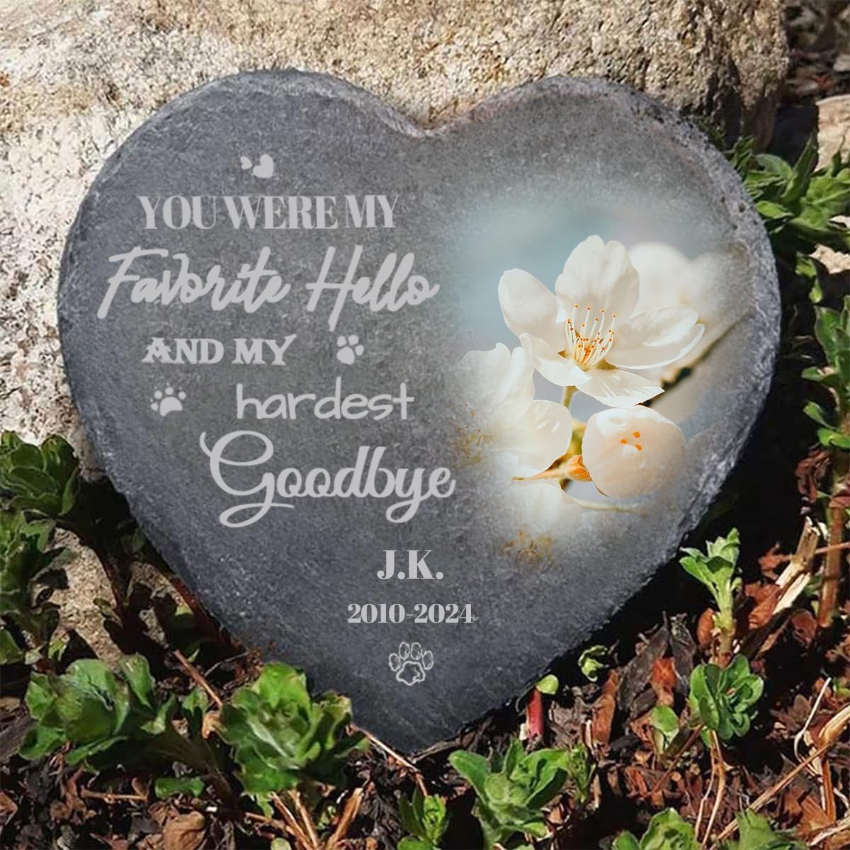 Custom Image Garden Stones Personalize with 10 Templates Name Date, Desgin Heart Shaped Memorial Stones Cemetery Stones 6x6 for Loss of Lover,Memorial Gifts and Special Day Gifts