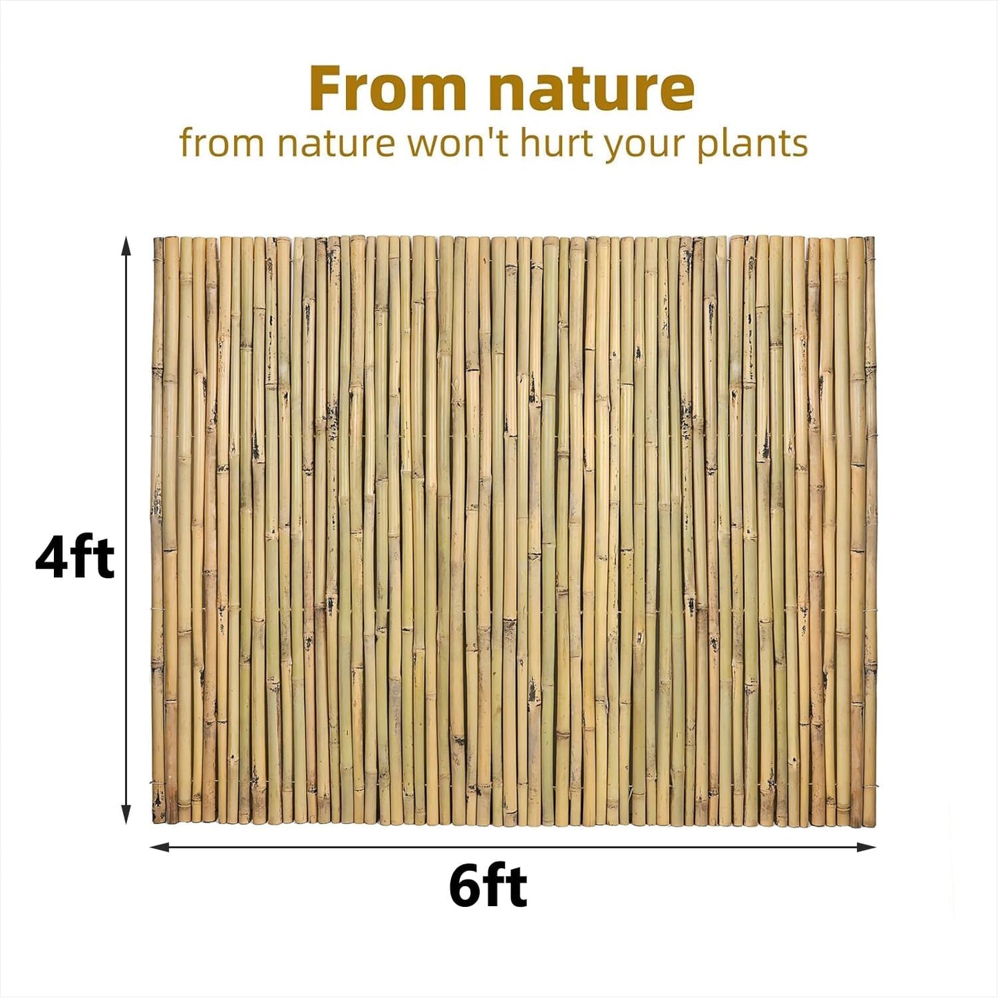 Natural Bamboo Fence, 4 ft x 6 ft Bamboo Fencing Screen for Garden, Rolled Privacy Fence Screen for Indoor or Outdoor (1.2m x 1.8m Approx)
