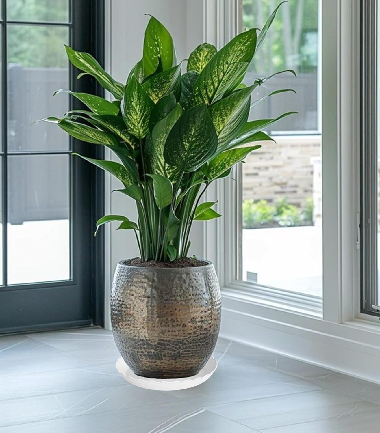 2 Pack of 14 inch Plant Saucer Plant Tray, Plastic Plant Saucer, Heavy Duty Plant Tray for Pots, Plant Saucers for Indoors Planter, Garden Water Plate Bowls for Gallon Grow Bags (White)