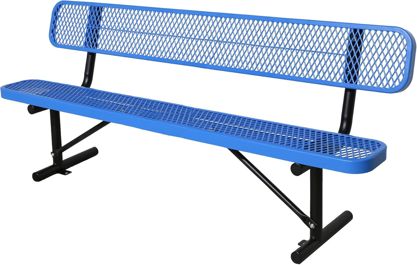 4/6/8 Feet Park Bench for Outside Heavy Duty Metal, Garden Benches Outdoor Bench with Backrest & Portable Frame, for Shopping Malls Stores Parks Patios Decks, Blue