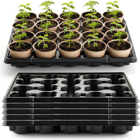 20 Cell Plant Trays for Carrying 3 inch Round Nursery Pots, Sturdy Plastic Trays Suitable for Holding 100 pcs Peat Pots (5 Packs)