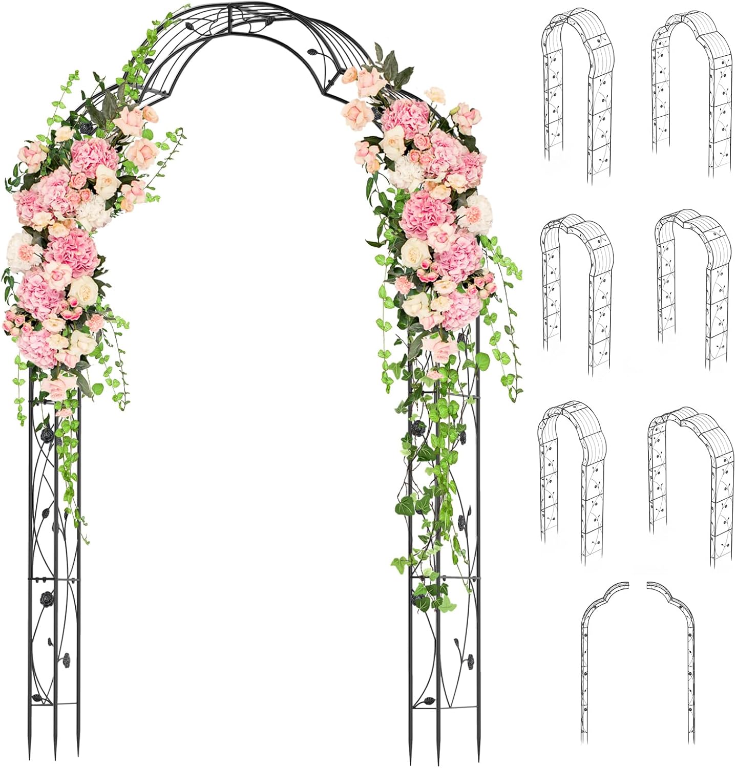 Giantex 2 Half Garden Arch Trellis, 8.2 FT Metal Garden Arbor, 6 Sizes, Easy Assembly, Archway for Climbing Plants Roses Vines, Outdoor Trellis Pergola for Wedding Bridal Party Ceremony Lawn Decor