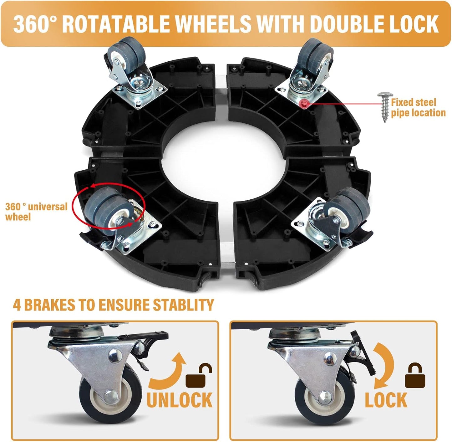 2 Pack Rolling Plant Stand with Wheels,15-21’’Adjustable Heavy Duty Plant Caddy with Wheels for Indoor Outdoor Planter Dolly Lockable