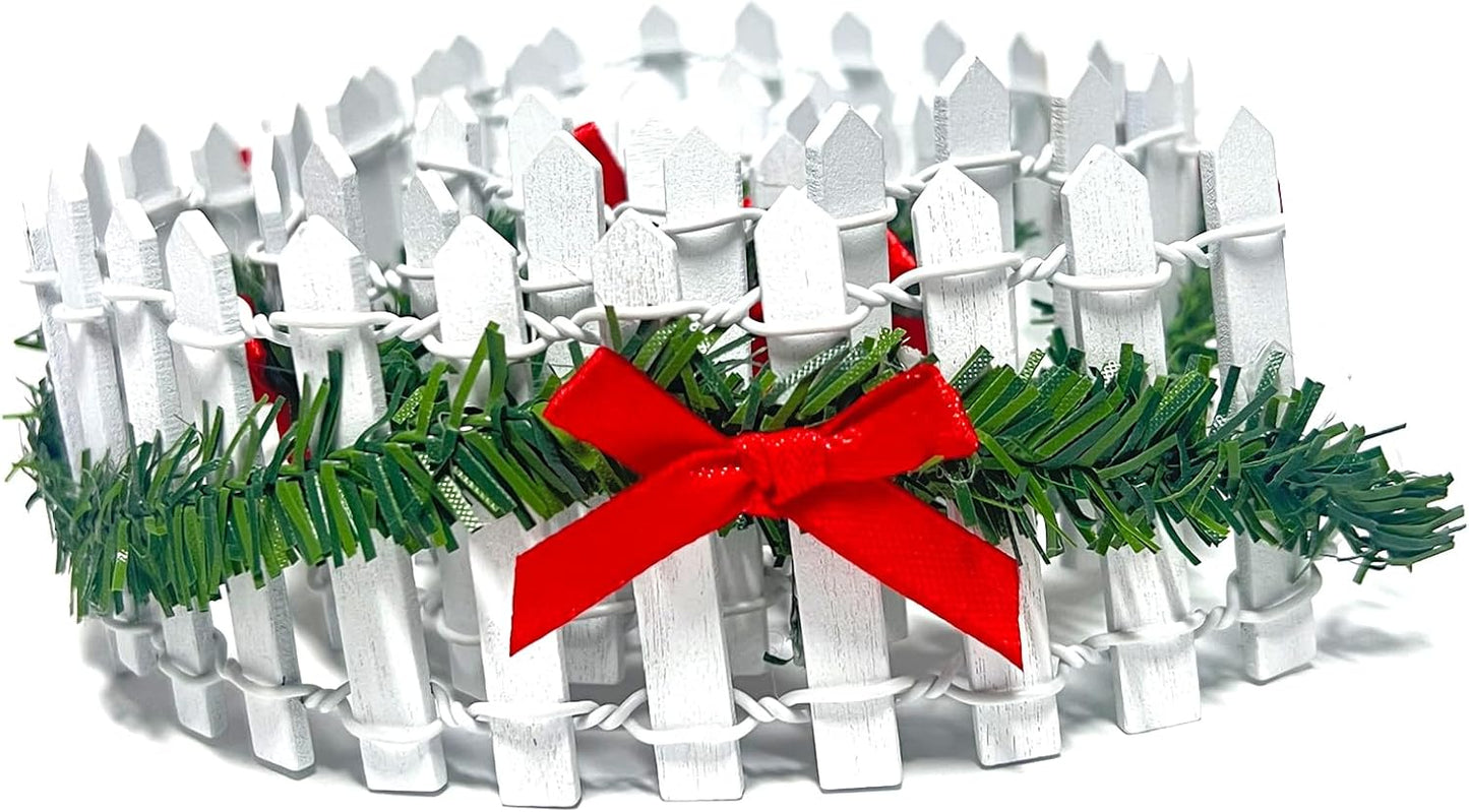 35 Inches Mini Fairy Garden Fence DIY Christmas Small Wood Decorative Picket Fence Micro Landscape Miniature Ornaments for Dollhouse, Crafts, Diorama Project, Plant Pot, White