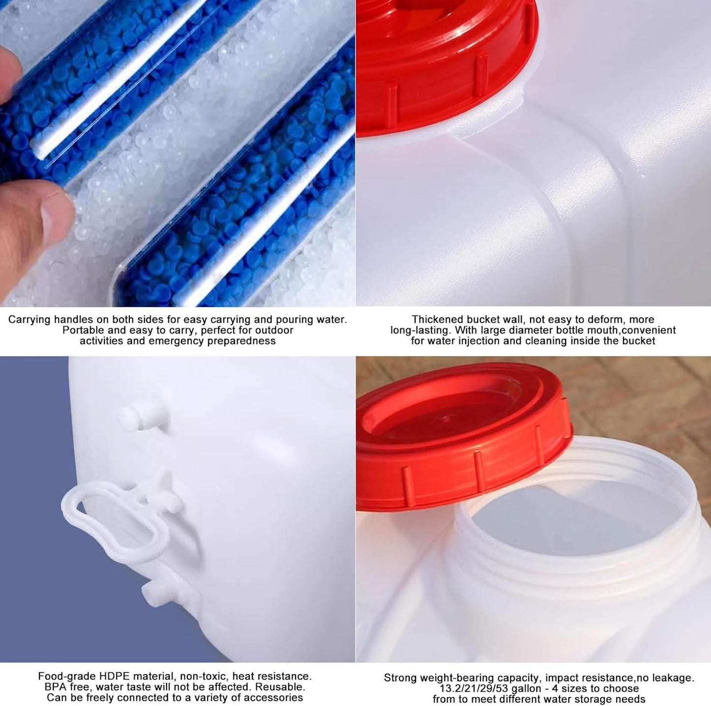 Large Water Storage Tank BPA Free Water Jug Container with Spigot, Portable Food Grade Plastic with Wide Opening for Outdoor Camping Hiking RV Emergency(Size:80L,Color:White)